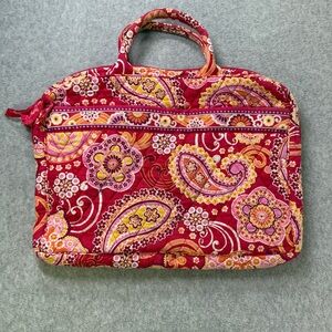 Vera Bradley Laptop Bag Case Pink Paisley Floral Quilted Tote Work School‎